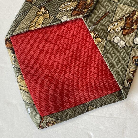 Zianetti Olive Green Brown 100% Silk Mens Classic Golf Tie USA Golfer Golfing - Picture 5 of 7